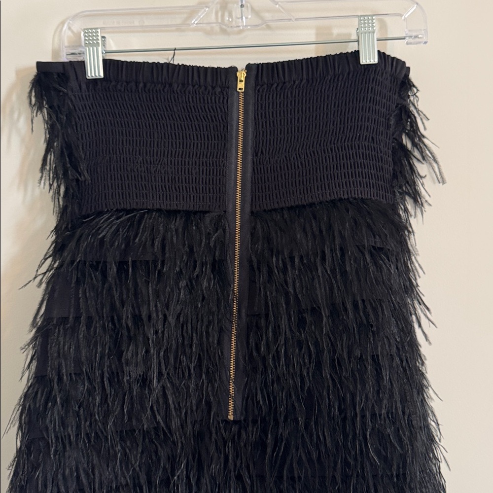 NWT Vineet Bahl Anthropologie Faux Feather Black Mini Dress XS - Picture 9 of 14